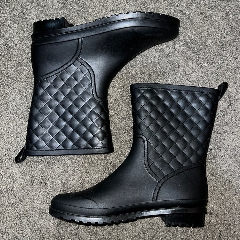 Black rain boots